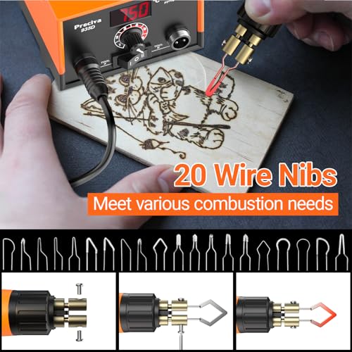 935D Dual Pen Wood Burning Kit with Digital Display Wood Burning Tool with 2 Detachable Pens