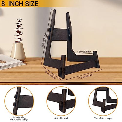 2 Pack 8 Inch Wooden Plate Stands for Display