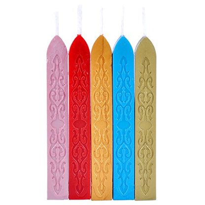 5Pcs Mix Colors Sealing Wax Sticks with Wicks for Wax Seal Stamp (5 Count)