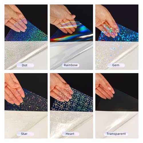 36 Sheets Holographic Sticker Paper Clear Self Adhesive Laminate Sheets (36 Count)