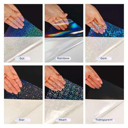 36 Sheets Holographic Sticker Paper Clear Self Adhesive Laminate Sheets (36 Count)