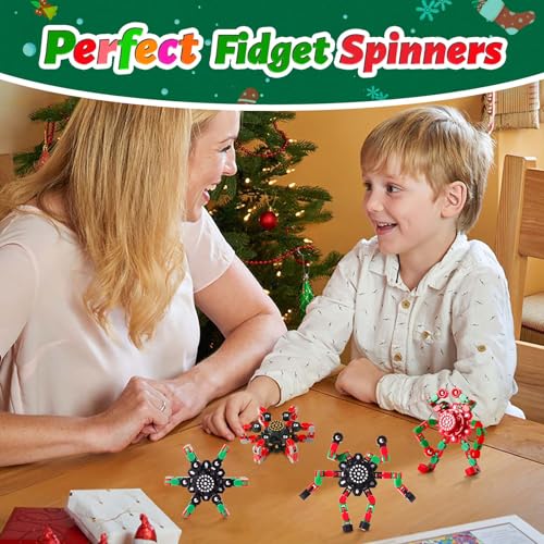 Christmas Fidget Toys Transformable Fidget Spinners for Kids and Adults (4 Count)