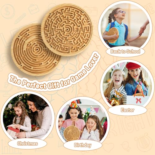 Wooden Labyrinth Board Game with Two Versions of Upgraded Circular Marble Maze with Two
