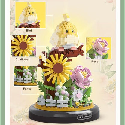 Parrot Flower Bouquet Building Set Plants Friend Set Adults Bonsai Tree Animal Building Blocks Set Party Favors for Kids Valentine's Birthday Gift for Girlfriend Boys Girls Age 6