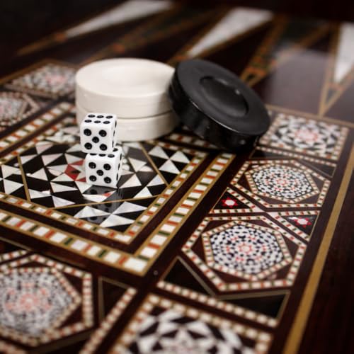 Park&Oz Pearl Premium Turkish Backgammon and Checkers Set 19 Inch Handmade 2 in 1 Wooden Board Game with Glossy Finish Luxury Checkers and Dice Travel Friendly and Foldable