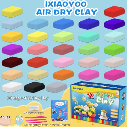 Air Dry Clay 30 Colors Foam Modeling Clay for School Projects (30 Count)