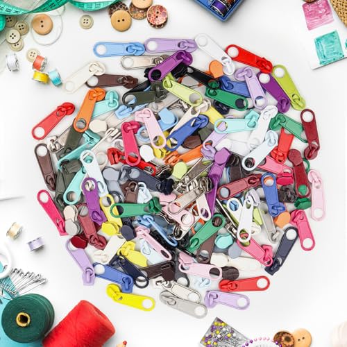 120Pcs Zippers Repair Kit Zipper Replacement 3# Zipper Pull Rescue Kit for Clothing Jackets Purses Luggage Backpacks