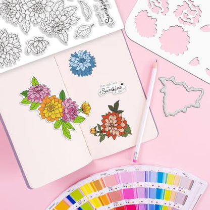 Realistic Dahlia Layering Stencils Set for Card Making