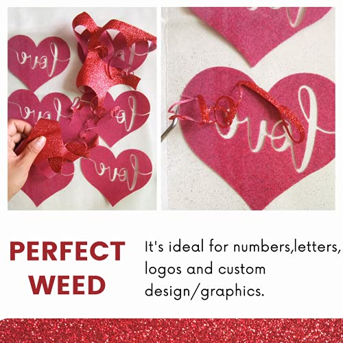 Red Glitter HTV Heat Transfer Vinyl Bundle 8 sheets (8 Count)