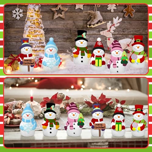 6 Sets Ceramic Snowman Gnomes DIY Paint Kit Winter Figurines (6 Count)