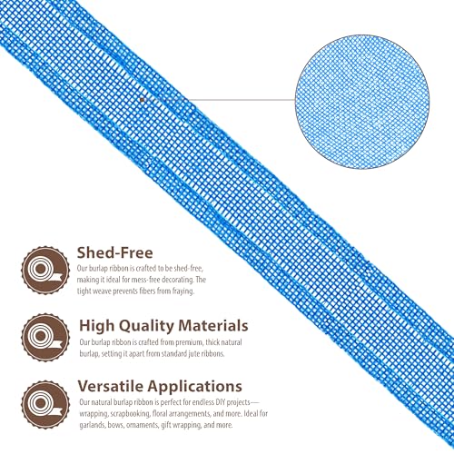 1 Inch Wide Sky Blue Burlap Ribbon for Crafts