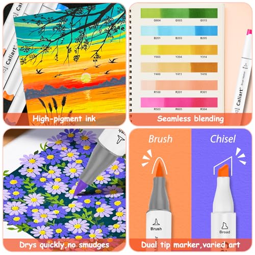 101 Colors Alcohol Markers Brush Tip Art Markers for Adult Coloring (101 Count)