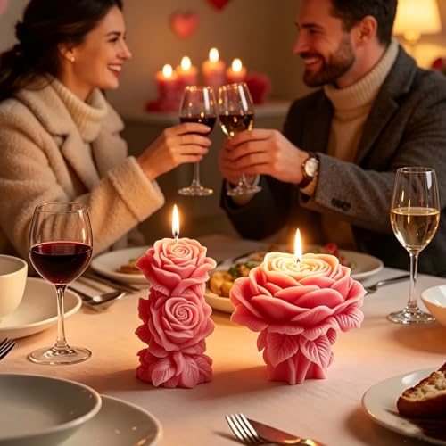 3PCS Large Rose Flower Candle Molds (3 Count)