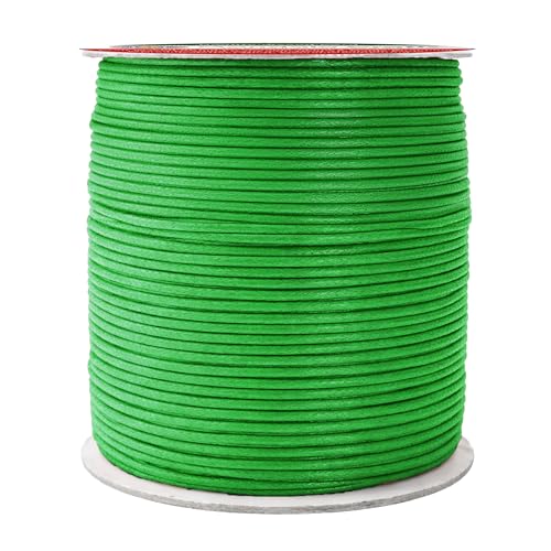2mm 109 Yards Green Cotton Waxed Cord for Jewelry Making Bracelet Cord Waxed String (327 Foot)