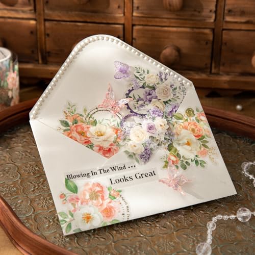 4 Rolls Vintage Floral PET Tape for Scrapbook Journaling (4 Count)