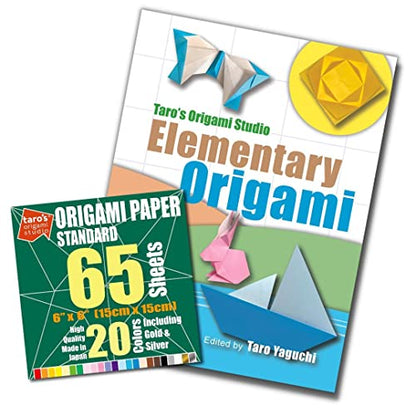 Taro's Origami Studio] Standard 6 inch 65 Sheet and Easy Origami Book Combo