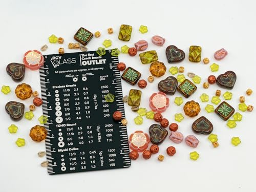 1.4oz (40g) Limited Mix of Czech Glass Beads, Hand Made Set Kit, Green Star Beads Pink Table Cut Hawaii Flower Beads