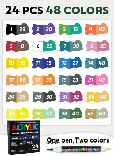 48 Colors Acrylic Paint Markers with 24 Dual