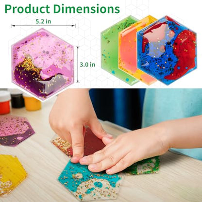 4 Pack Hexagon Liquid Tiles for Kids (4 Count)