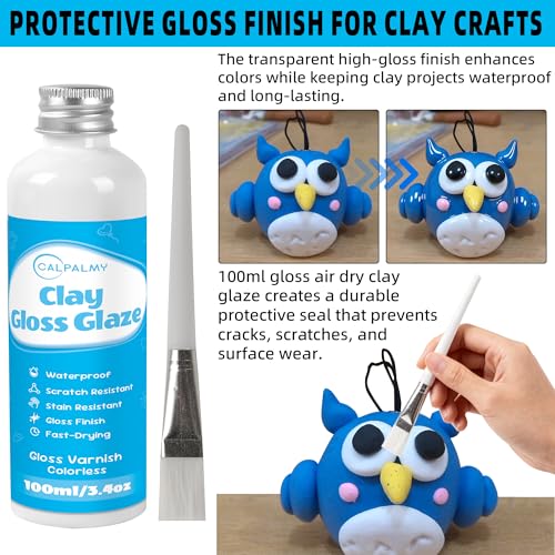 100ml Gloss Air Dry Clay Glaze with 29pcs Clay Tools Kit