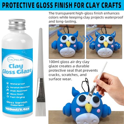 100ml Gloss Air Dry Clay Glaze with 29pcs Clay Tools Kit