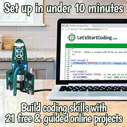 Code Rocket Coding Toy for Kids 8+. Girls & Boys Learn Typed C++ Programming with Circuits. 20+ Space