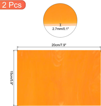 MECCANIXITY 2 Pcs Stained Glass Sheet Mosaic Tile 7.9 Inch x 5.9 Inch Orange Red Stained Glass Sheets for Crafts DIY Art Project