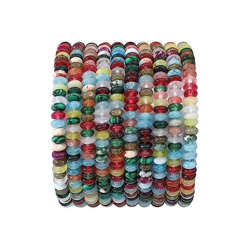 Natural Mix Colored Disk Stone Beads 4x2mm 160pcs Rondelle Loose Semi Gemstone Beads for Jewelry Making Design (160 Count)