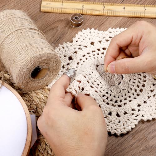 2 Pcs Thimbles Adjustable Ring Sashiko Needles Kits