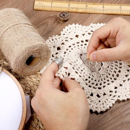 2 Pcs Thimbles Adjustable Ring Sashiko Needles Kits