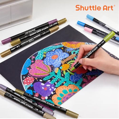 28 Metallic Brush & Fine Tip Acrylic Paint Markers (28 Count)