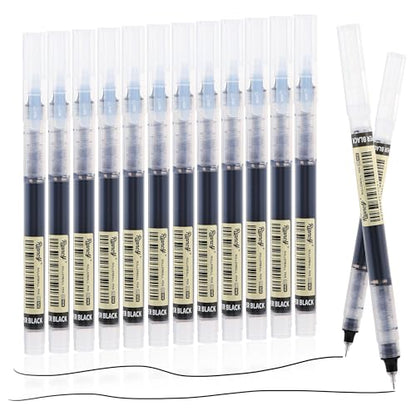 12 Pack Black Liquid Ink Rollerball Gel Pens (12 Count)