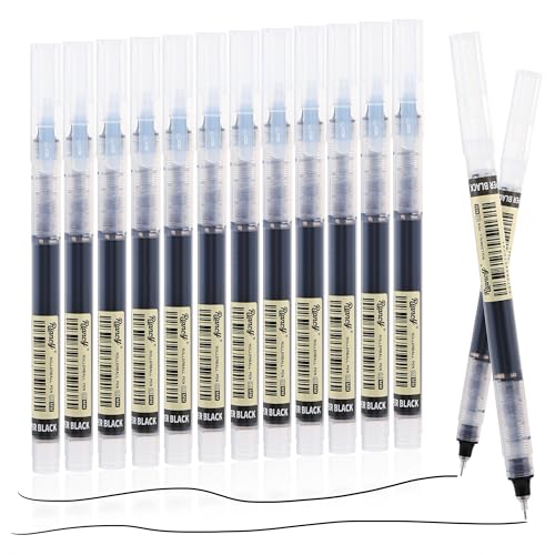 12 Pack Black Liquid Ink Rollerball Gel Pens (12 Count)