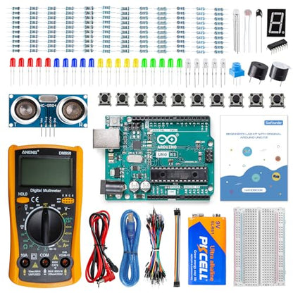 Beginner's Lab Starter Kit with Original Arduino Uno R3 REV3 Multimeter 34 Projects 40+ Video Courses Breadboard