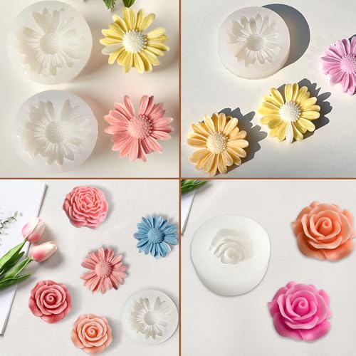 3 Pack Flower Silicone Molds for Candle (3 Count)