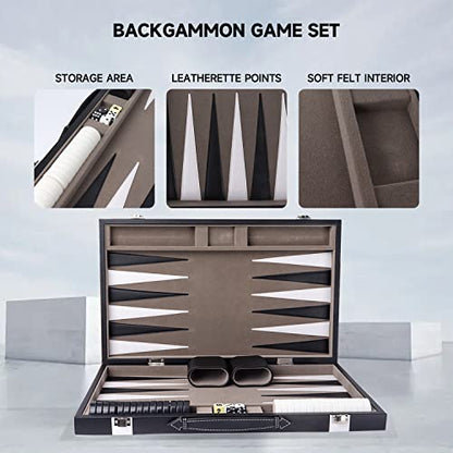 GSE Premium Leather Backgammon Board Game Set