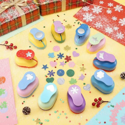 10 Pcs Craft Hole Punch Shapes 1 Inch Paper Punch Hole Mix Shapes Cutters for Paper Crafting Scrapbooking Office Supplies (10 Count)