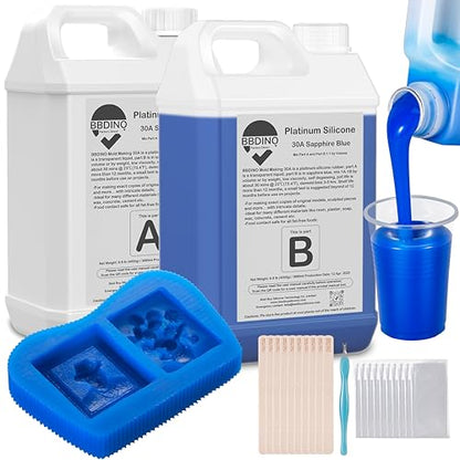 Silicone Mold Making Kit 30A Platinum Liquid 2 Gallons Sapphire Blue