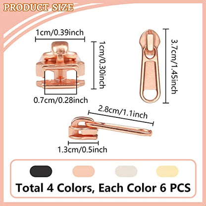 24Pcs Zipper Repair Kit Zippers Replacement 5# Zipper Pull Rescue Kit for Clothing Jackets Purses Luggage Backpacks (72 Count)