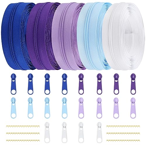 15.3 Yards 14 m 5 Pieces Assorted Colors #3 Nylon Coil Zippers