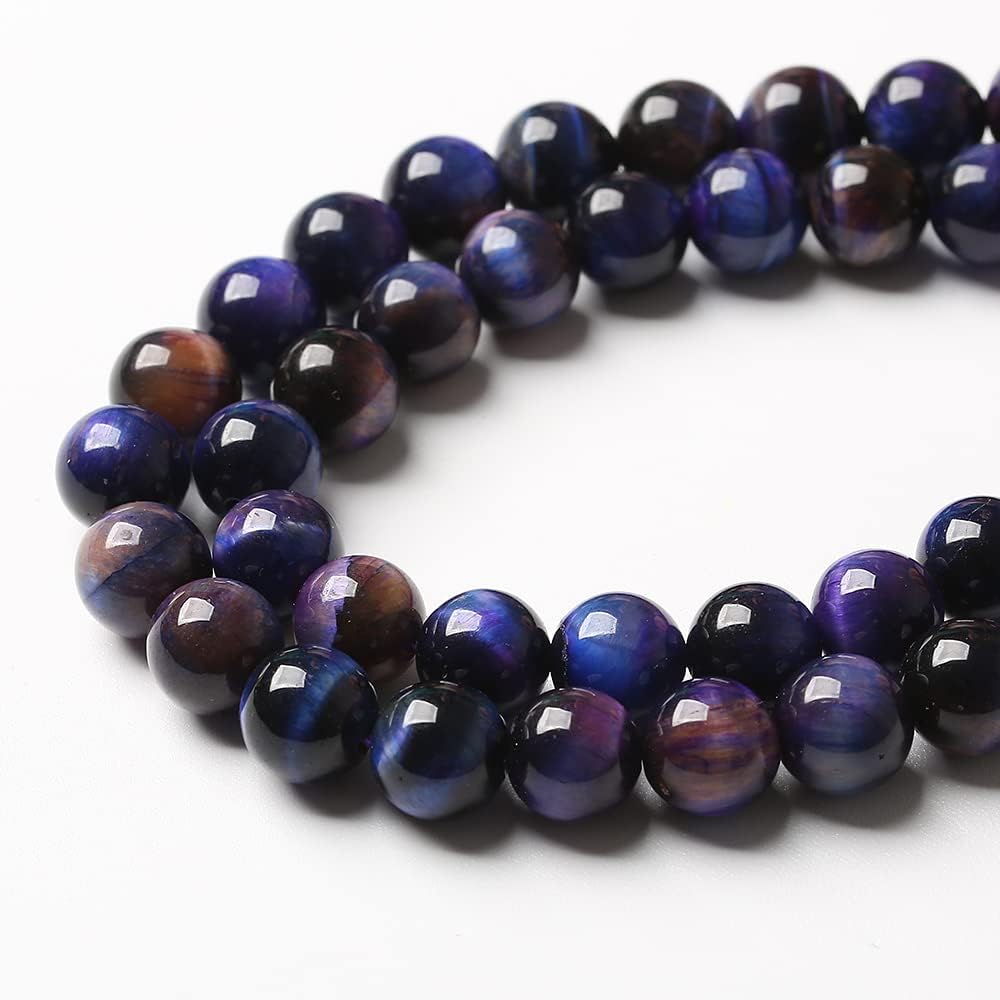 48pcs 8mm AAA Natural Tiger Eye Stone Beads Gemstone Round Spacer Loose Beads for Jewelry Making DIY Bracelet,Necklace