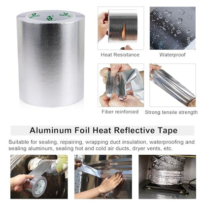 Adhesive Aluminum Foil Heat Shield Tape 1 Pack 6inch x 66ft (66 Foot)