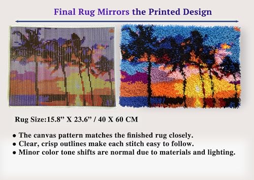 Tropical Sunset Latch Hook Rug Kit for Adults