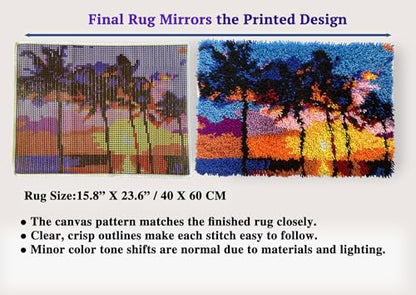 Tropical Sunset Latch Hook Rug Kit for Adults