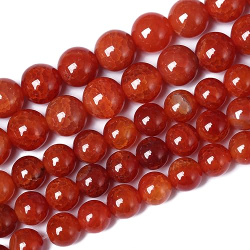 6mm 60pcs Natural Red Dragon Vein Agate Stone Beads for Jewelry Making Energy Healing Round Beads DIY Bracelet Necklace Accessories 15"