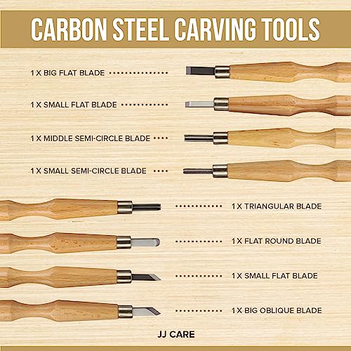 Wood Carving Kit [8 SK7 Carving Knives with Beechwood Handle