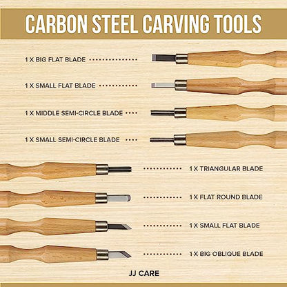 Wood Carving Kit [8 SK7 Carving Knives with Beechwood Handle