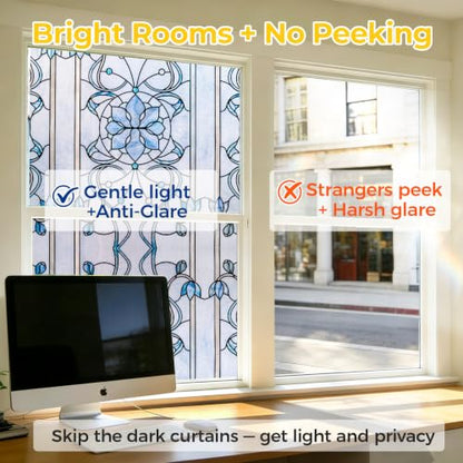 3D Stained Glass Window Privacy Film Decorative Non (2777.78 sq inch)