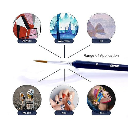 11Pcs Fine Detail Paint Brushes Set Fine Tip Paint Brush Miniature Mini Paints Brush for Watercolor