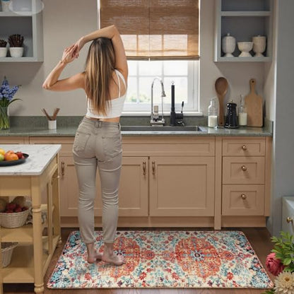 Reine Floral Washable Kitchen Runner Rug